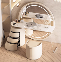 Coiffeuse moderne et simple pour chambre principale, coiffeuse haut de gamme avec miroir intégré et armoire de rangement