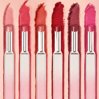 Rouge à lèvres mat velours de luxe longue tenue avec logo personnalisé, tube carré long, format échantillon pour maquillage de fête