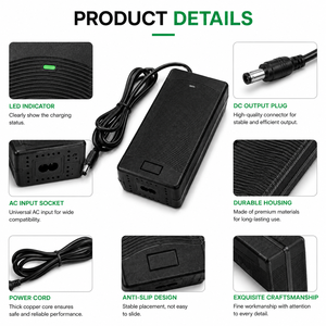 Cargador de Batería para Patinete <span class=keywords><strong>El</strong></span>éctrico Negro de 42V 2A para Batería de Litio de 36V, Cargador para Xiaomi Segway con Enchufe Europeo - Product Image 2