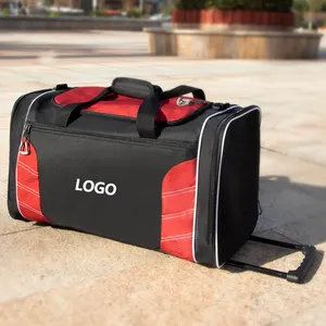 custom logo spend the night bags weekender personalized oxford organizer rolling duffle fitness gym duffel travel bag with wheel