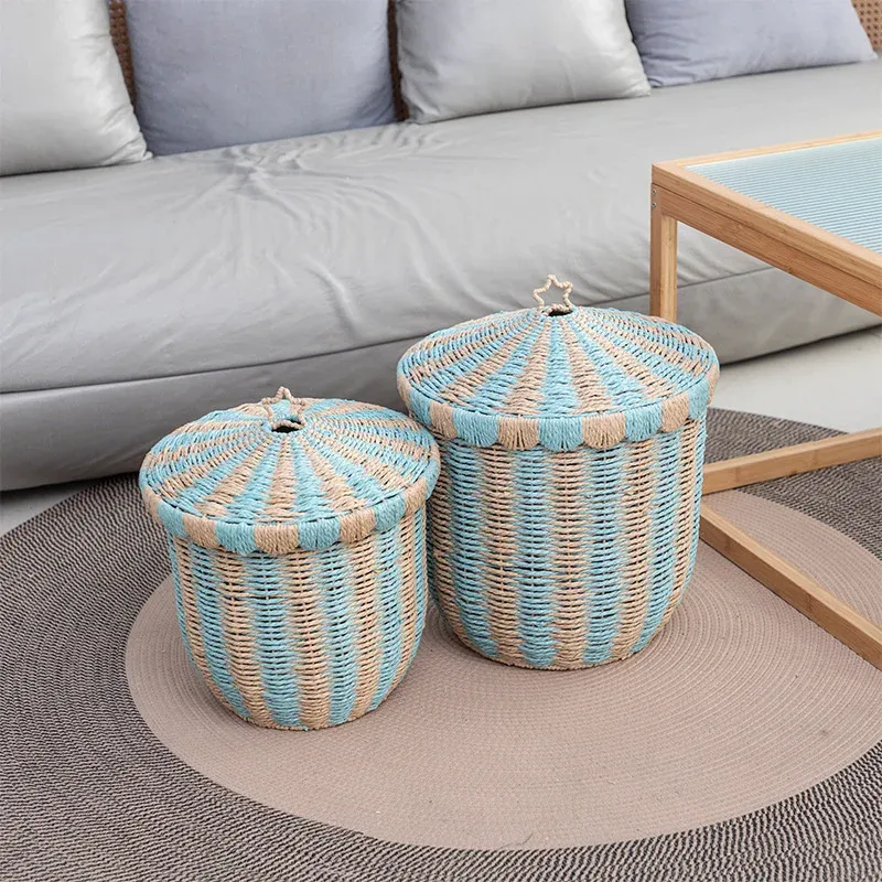 Rope Woven Storage Basket Circus Striped