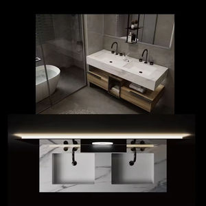 Kabinet mebel kamar mandi kayu polos cokelat grosir kustom bak cuci ganda mewah meja rias kamar mandi - Product Image 5