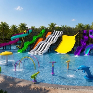 Équipement de parc aquatique professionnel sur mesure de grande taille avec toboggans en spirale et ondulés pour stations balnéaires et aires de jeux extérieures - Product Image 3