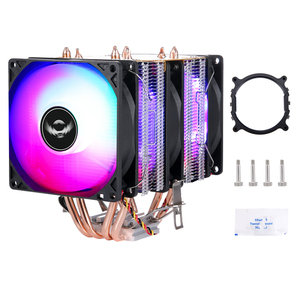 Enfriador de <span class=keywords><strong>CPU</strong></span> QiuzAim de 3 ventiladores de doble Torre, 4 tubos de calor compatibles con Intel AMD RGB Lighting 12V <span class=keywords><strong>Gaming</strong></span> Cooling x79 x99 <span class=keywords><strong>PC</strong></span>, tubo de cobre - Product Image 1