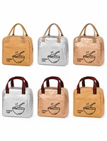 Sac à lunch en papier kraft écologique isolé avec doublure en aluminium, imperméable, résistant à l'huile, préservant la chaleur, portable et sûr pour les aliments