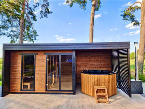Luxury Modern Solid Wood Multi-family Outdoor Sauna <strong>Room</strong> For Villa With <strong>Shower</strong> And Large Size - Product Image 2