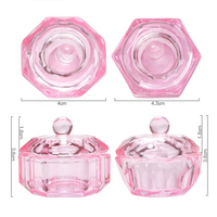 NS17 New Pink Purple Multi-style Glass Crystal Cup Nail Dappen Dish Cup avec couvercle Crystal Acrylic Powder Nail Cup