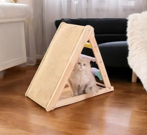 थोक बिक्री फोल्डेबल लकड़ी की बिल्ली खरोंच लाउंज बिल्ली रैंप आरामदायक घोंसले इनडोर लकड़ी के फ्रेम सिसल बिल्ली खरोंच - Product Image 3