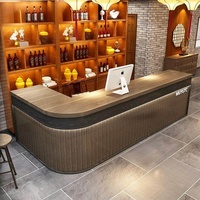 Comptoir de bar d'angle en bois massif moderne, écologique et durable, pour restaurant, table de salle à manger, armoire à vin, pièce unique