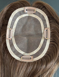 Fábrica Atacado Handmade Europeu Cabelo 5x6 ''Mono Topper Morena Quente Natural Virgem Peruca de Cabelo Humano 10-20 Polegada 150% Densidade - Product Image 4