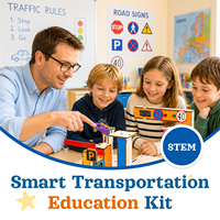 Zetok Intelligent Transport STEM Kit, ESP32 IoT Coding, Puzzle Kayu 3D & Blok Elektronik untuk Pembelajaran Arduino