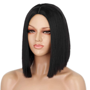 Brun foncé 10 pouces porter et aller sans colle Bob perruque cheveux humains court droit Bob perruques pour les femmes sans colle dentelle partie perruque de cheveux humains - Product Image 4