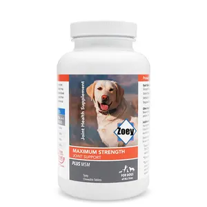 Zoey最大强度联合补充剂加MSM，含氨基葡萄糖和软骨素，适用于所有大小的狗60粒