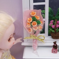 1:12 Aksesori Furnitur Miniatur Rumah Boneka Model Mikro-Lanskap Bunga dan Tanaman Buket Miniatur Mawar Resin