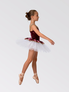 Vestido <span class=keywords><strong>de</strong></span> Ballet <span class=keywords><strong>de</strong></span> Terciopelo Borgoña para Niñas con Ribete Dorado, Traje <span class=keywords><strong>de</strong></span> Danza Profesional para Actuaciones en Escenario - Product Image 3