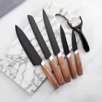 Ensemble de 7 couteaux de cuisine haut de gamme en acier inoxydable avec bloc, couteau de chef super tranchant personnalisé et éplucheur en plastique PP