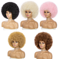 LIANZHU YM067 Perruque synthétique afro bouclée de 10 pouces, coupe bob, sans colle, densité 180%, pour femmes noires, volumineuse, résistante à la chaleur