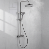 Ensemble de robinetterie de douche en laiton avec douchettes à jet pluie et douchette à main, système de douche mural pour la rénovation de salles de bain d'appartements