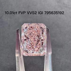 เพชรรูปทรงเรเดียนท์สีชมพู Vivid 10.01 กะรัต เพชรสร้างในห้องปฏิบัติการ คุณภาพการขัดเงาเยี่ยม สมมาตรดีเยี่ยม HPHT CVD เพชรเม็ดเดี่ยว - Product Image 1