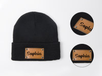 Bonnets d'hiver personnalisés pour hommes avec patch en cuir, faible MOQ, motifs à carreaux de dessins animés, pour le monde des affaires avec logo