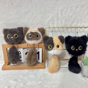Wholesale Mini Sitting Cat Plushie Keyring Soft Faux Fur Kitten <b>Ornament</b> Creative Small Animal Stuffed Doll for Birthday Gifts - Product Image 2