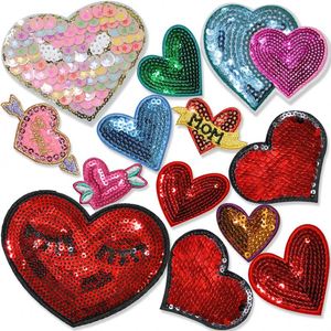 แผ่นปักลายหัวใจประดับเลื่อมรีดติดสำหรับตกแต่งเสื้อผ้าและหมวก ขายส่ง - Product Image 1