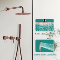 Nouvel ensemble de douche mural moderne en laiton à poignée unique avec thermostat et jets de pluie, système de douche de luxe pour salle de bain et hôtel