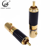 Connecteurs RCA HiFi YIVO XSSH pour lecteur CD audio, amplificateur, trou pour câble de 11 mm maximum, fibre de carbone, laiton plaqué or, prise RCA mâle