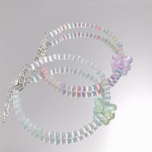 Bracelets tendance en mini-perles de verre scintillantes pastel, double rangée dégradée <span class=keywords><strong>4</strong></span> tons, bracelet souple superposable pour femme - Product Image 3