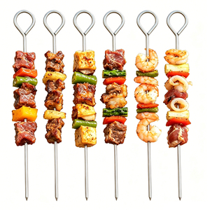 Brochettes <span class=keywords><strong>de</strong></span> barbecue en acier inoxydable <span class=keywords><strong>de</strong></span> 22 cm avec embout à œillet, <span class=keywords><strong>de</strong></span> qualité alimentaire, pour cuisines professionnelles (vente en gros) - Product Image 4