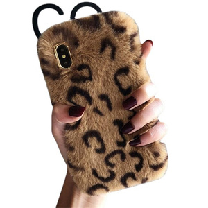Funda de teléfono de piel esponjosa de conejo cálido para iPhone 15 Pro Max 14 13 12 11 Pro Max X XR XS Max 7 8 Plus Coque Leopard Soft Bag Cover - Product Image 5