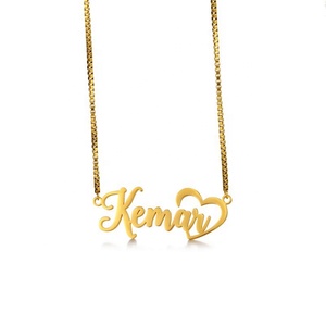 Collar con Nombre Inicial Chapado en Oro de 18k, Placa con Nombre Personalizada en Forma de Corazón, Cadena de Acero Inoxidable, Joyería para Mujer - Product Image 5