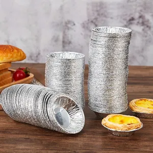 YB39 Mini uova rotonde stampi per crostate di alluminio argento teglie per crostate 127x35MM contenitore usa e getta stampo per torta per uso domestico