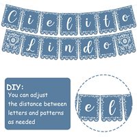 Kit de décoration pour fête prénatale de bébé garçon avec bannière de fond en papier découpé bleu Cielito Lindo, décorations de gâteau et de cupcakes avec ballons