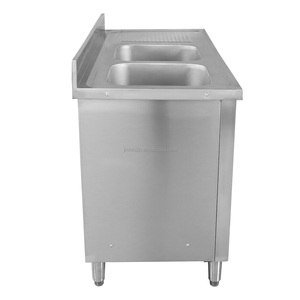 Commercial Double Sink Table with Storage Cabinet, Restaurant Hotel Service Equipment for Catering Use - Product Image 4