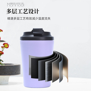 Gobelet isotherme en acier inoxydable 12oz, tasse à café portable pour le bureau, les voyages, le sport et la maison - Product Image 3