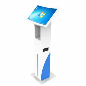 Aangepaste Bestelmachine 23.6 ''Gebogen Scherm Gezichtscamera Pos Staan Contant/Contant Geld Betaling Zelfbestellende Kiosk Voor Bankhal