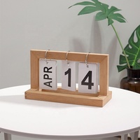 Calendrier de bureau vintage en bois à rabat rustique décoratif - Couleur/taille/forme personnalisable Retour à l'école Bureau Étude Ornement