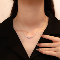 Mode 925 argent Sterling plaqué rhodium femmes pendentif collier coloré cubique zircone femmes bijoux accessoires en gros