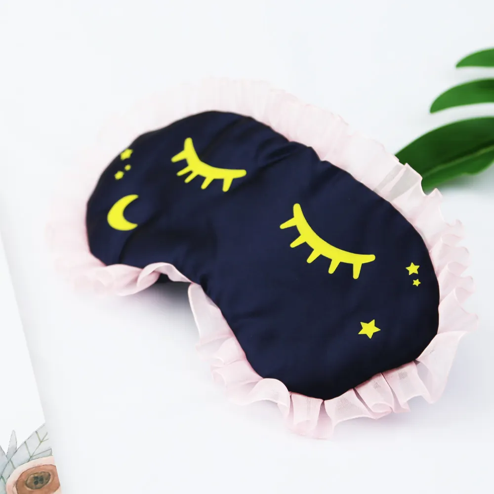 Masker Mata tidur, bahan sutra lembut nyaman, penutup mata renda putri cantik tidur gelap