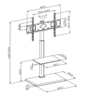 Support de sol flexible et mobile pour écran TV, réglable en hauteur, avec panneau de rangement unique et roulettes