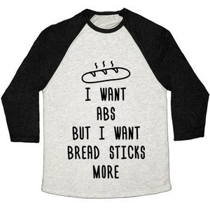 Quiero abdominales, pero quiero también palitos de pan, camiseta de béisbol unisex de mezcla triple - Product Image 3