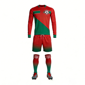 Maillots de football personnalisables unisexes pour adultes, 100% polyester, impression par transfert thermique, manches longues, noms et numéros d'équipe personnalisés - Product Image 1