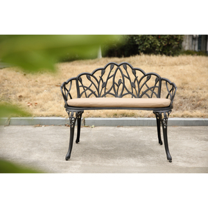 Tulip Patio Garden <b>Bench</b> Cast Aluminum Outdoor Furniture Floral Rose Design for Patio Park Lawn Yard - Product Image 6