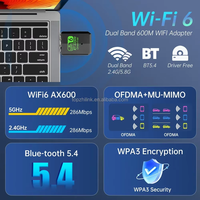 Adaptador USB Inalámbrico de Doble Banda 2.4G 5G, Dongle WiFi 6 BT5.4 AX600, Tarjeta de Red Plug and Play para PC y Laptop, Sin Controladores