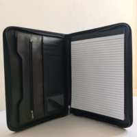 Porte-documents en cuir végétalien A4 pour usage professionnel avec fermeture éclair, porte-documents avec logo personnalisé et bloc-notes