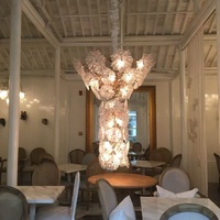 Grand lustre moderne à fleurs en verre à DEL pour le salon, éclairage de luxe dans le hall des escaliers, suspendu pour les hôtels et les grands bâtiments