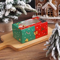 Boîte à friandises vide en carton rouge et vert pour Noël avec fenêtre, pour cupcakes, vente en gros, directement de l'usine, approvisionnement en vrac