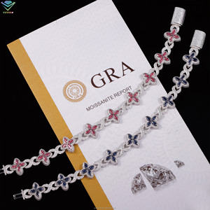 Bracelet trèfle à quatre feuilles en marquise, certificat GRA, diamant moissanite VVS, plaqué or, argent sterling 925, passe le testeur de diamant - Product Image 2
