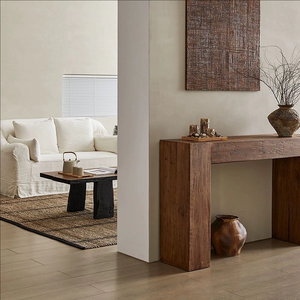 Tavolo d'ingresso in legno in stile medievale porta d'ingresso domestica a parete panca in legno massiccio lungo tavolo rettangolare, bancone d'ingresso - Product Image 4